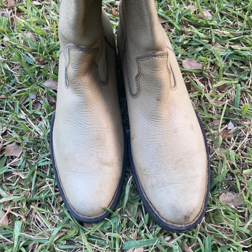 Born Womens W2728 H5 Beige Leather Pull On Western Tall Boots Size 9 40.5 - Picture 3 of 10